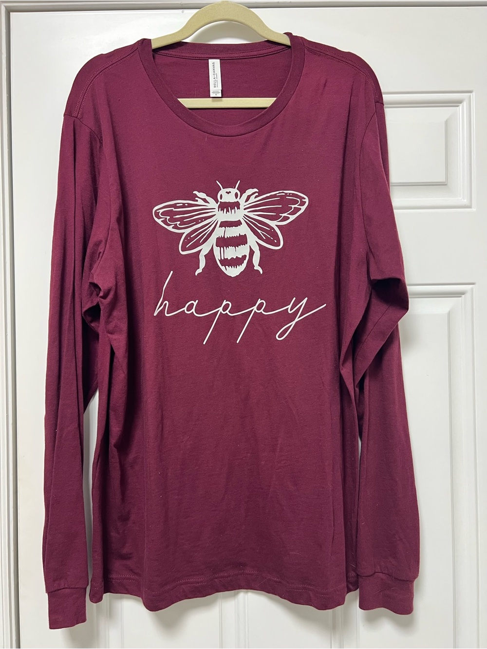 Bella Canvas Bee Happy Women’s Long Sleeve Tee Shirt XL